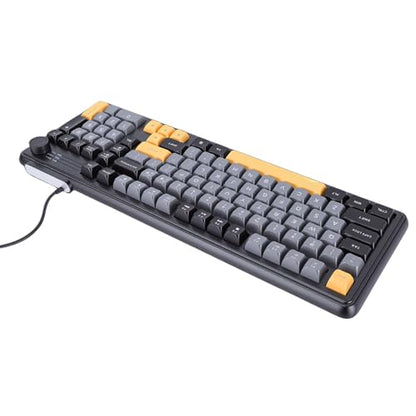 Wired Gaming Keyboard, RGB Backlit Membrane Keyboard, Ultra Compact Ergonomic with Knob, Silent Anti Ghosting Keys & PBT Keycaps, Ideal for PC Laptop