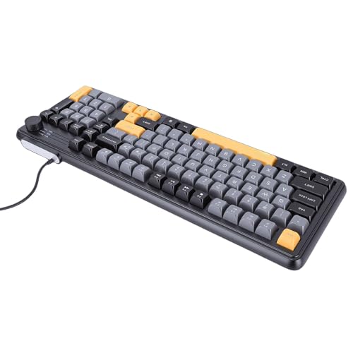 Wired Gaming Keyboard, RGB Backlit Membrane Keyboard, Ultra Compact Ergonomic with Knob, Silent Anti Ghosting Keys & PBT Keycaps, Ideal for PC Laptop