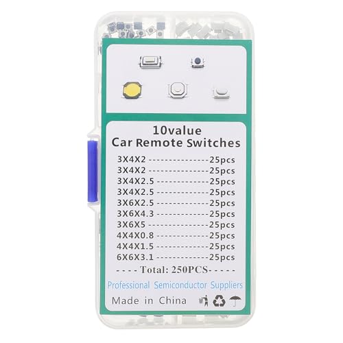 Ipetboom 250pcs Momentary Push Button Switch Kit with Tactile Micro Pushbutton for Car Electronics, Vehicle Replacement Parts, DIY Repairs and Arcade Game Controls