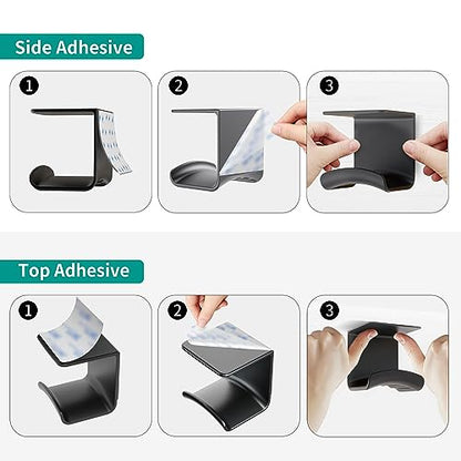 HomeMount Headphone Hook Under Desk - Headphone Holder Under Table, Adhesive Gaming Headphone Stand Hanger Desk Mount for Most Headphone(Black-2P) - color: Black-2P