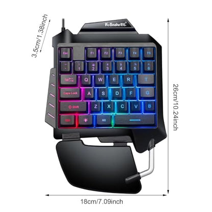One Handed Gaming Keyboard 35 Keys One Handed Keyboard Slim USB Half Keyboards Gaming Keypad Mechanical Keyboards Small Mini RGB Backlight Key Board