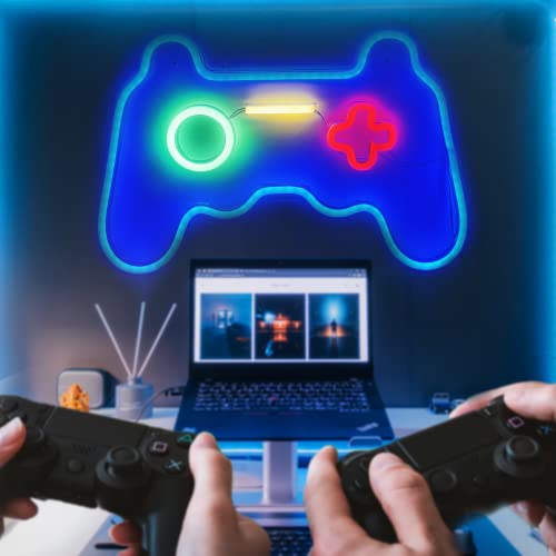 Gamepad Neon Sign Light Bedroom Wall Decor Gaming Lights Teen Boys Room Decor LED Wall Sign Playstation Light Up Sign Video Game Room Accessories for Gamer Gift Birthday Party Room Decorations - style: Gampad