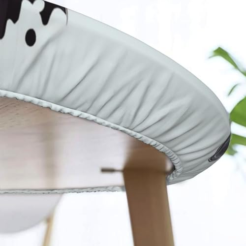 Famame Farm Cow Open Mouth Round Fitted Tablecloth with Elastic Protector Table Kitchen Dinner Waterproof Oil-Proof Table Covers Fits 40"-44", Small - color: Farm Cow Open Mouth, size: Small (40"-44")