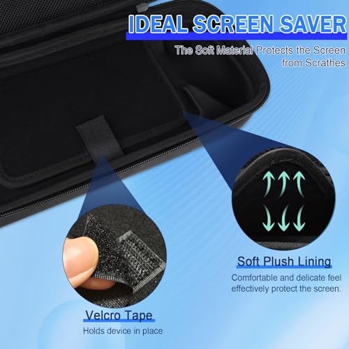 Osenvic Premium Carrying Case for PlayStation Portal, Travel Storage Case for PS5 Handheld Game Consoles, Shockproof, Ps Portal Anti-Collision Black Handbag with 2 Screen Protector