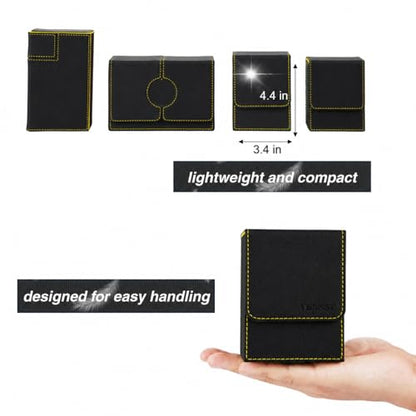 Venssu MTG Deck Box for Commander Display,Card Deck Box Fits 100 Double Sleeved Cards,TCG with 2 Dividers and 1 Toploader (Black and Yellow) - color: Black and Yellow