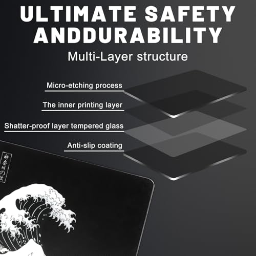 Glass Mousepad, Hard Surface Gaming Mouse Pads, Mousepad Gaming, Glasspad | Glass Pad, Professional Esport Tempered Glass Mouse Pad, Hard Mouse Pad for Bed, 11.8"×9.8" computer mat - color: Kanagawa Waves 1