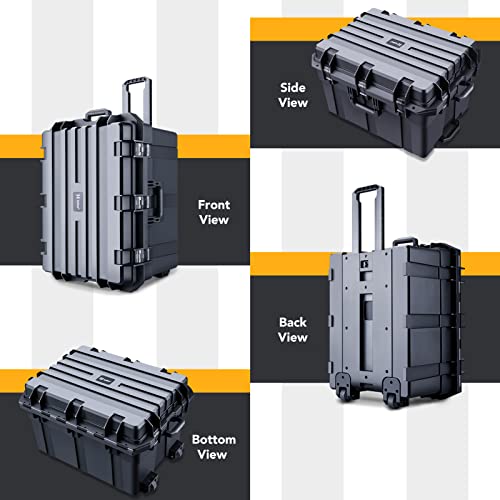 Lykus HC-6540 Hard Case with Wheels and Foam, Inner Size 23.0*16.54*14.17in | IP67 Waterproof, Pluckable Foam, Suitable for Cameras, Lenses, Electronic Equipment and More