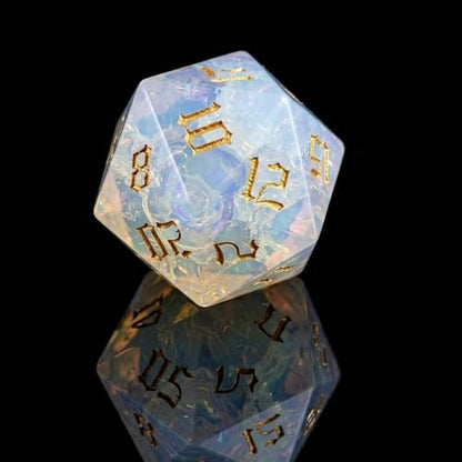 1PCS Gem D20 DND Dice - 25mm 20 Sided Crystal Crack Opal D&D Dice for Dungeons and Dragons, RPG, Roleplaying Games MTG Table Games, Handmade Polyhedral Dice(Opal) - color: D20-crack Opal
