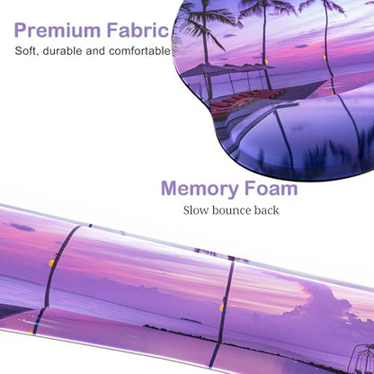 Ergonomic Mouse Pad with Wrist Rest and Keyboard Wrist Rest, Mousepad and Keyboard Pad, Non-Slip Rubber Base, Pain Relief, Mouse Pad Wrist Support for Gaming, Computer, Office, Home, Purple Beach - color: Purple Twilight
