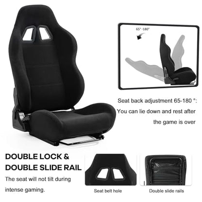 Anman Racing Simulator Cockpit Adjustable with Monitor Stand and Black Seat | Fit for Logitech G29 G920 G923, for Thrustmaster T248 T300, for Fanatec CSL DD, for Moza Wheel Shifter Pedals NOT Included