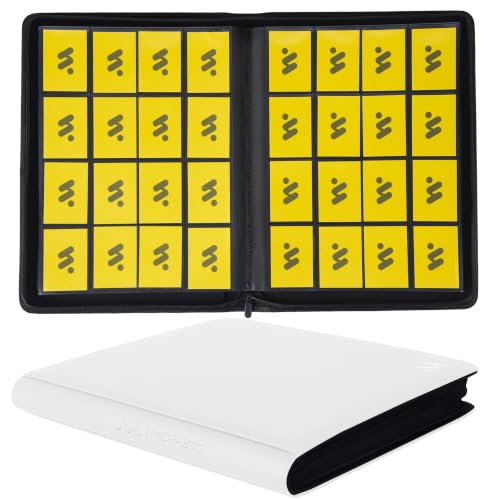 Premium 16 Pocket Trading Card Binder,Holds 1024 Standard-Size Card | for Game Cards/Sports Cards/TCG,16 Double Sided Pages,Water-Resistant Cover,Zipper Side Loading - color: White