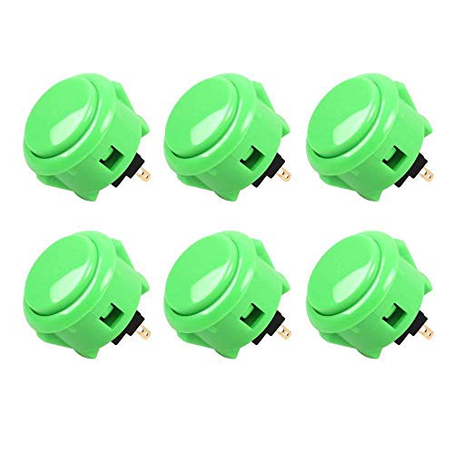 SANWA 6 pcs OBSF-30 Original Push Button 30mm - for Arcade Jamma Video Game & Arcade Joystick Games Console (Green) S@NWA - color: Green