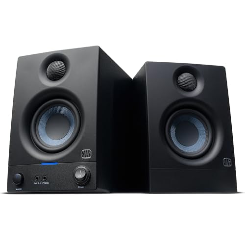 PreSonus Eris 3.5 Powered Studio Monitors, Pair — | 50W, Woven-Composite Woofer, Silk-Dome Tweeter, Black - color: Black, size: 3.5"