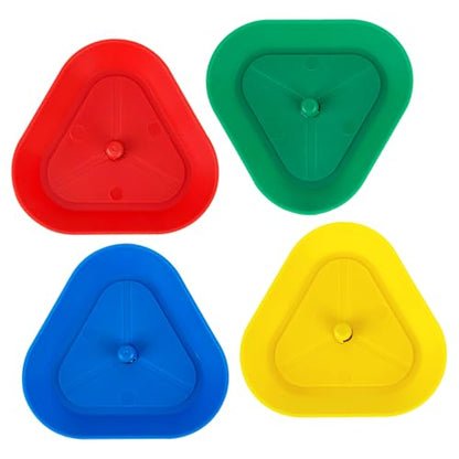 ZUFECY 4-Pack Triangular Card Holders, Small Lightweight ABS Holders for Kids and Seniors, 4 Colors with Push-Button Design for Poker Parties, School and Family Card Games