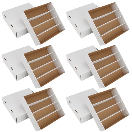 Trading Card Storage Box 3120 Count Collector Cards Box White Sports Card Storage Boxes Card Sorting Tray Cases Cards Collection Trading Cards Box for Soccer Basketball Cards(6 Set) - size: 6 Set-1