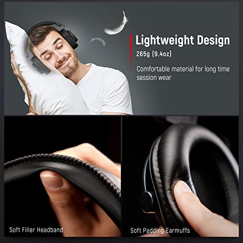 FIFINE Podcast Condenser Mic Kit and 3.5mm/6.35mm Wired Headphones, RGB Computer Mic for PS4/5 PC Gamer Youtuber, Streaming Monitoring Black Headphones with Detachable Cables, on PC/Mixer (A6T+H8)