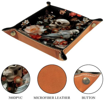 Skull Florals Birds Dice Tray Dice Rolling Tray Folding Dice Holder for Dice Games, Like RPG, DND and Other Table Games - color: Multi 8