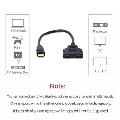 xiwai HDMI 1 in 2 Out Splitter Male to Dual Female Adapter Cable 1 to 2 Way Switch Extension Cord for PC, HDTV, Laptop 1080P - style: Without Power