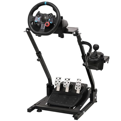 CXRCY Racing Wheel Stand, Adj Height & Foldable for G920 G29 G27 G25 | For Fanatec & Thrustmaster bases. Xbox,PS4,PS5,PC. Wheel & pedals not incl. - color: Black