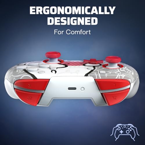PDP Rematch Glow Wireless Gaming Controller Boo Hoo Nintendo Switch 2, Lite | Also works with OLED, Motion Controls, Rechargeable 40-Hr Battery, 2 Mappable Back Buttons, Mario Boo-Hoo Glow Red & White - color: Boo-Hoo