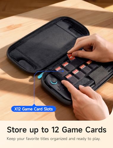 JSAUX Slim Carrying Case for Nintendo Switch 2, Hard Shell Protection | Lightweight Travel Design, 12 Game Card Slots, Wrist Strap, Soft Lining - color: Inner Pouch