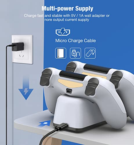 PS4 Controller Charger Dock Station with Charging Cable,1.8Hour Fast-Charging PS4 Controllers Charging Station for PlayStation 4 Dualshock 4 Charger - color: White-Green