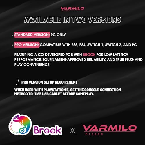 Varmilo Kassai Arcade Fight Stick Rapid Trigger Tournament Grade Controller for Fighting Games Two Versions Standard PC Only or Pro Compatible with PC PS4 PS5 Switch1 Switch2 (Lunar Silver, Standard (PC))