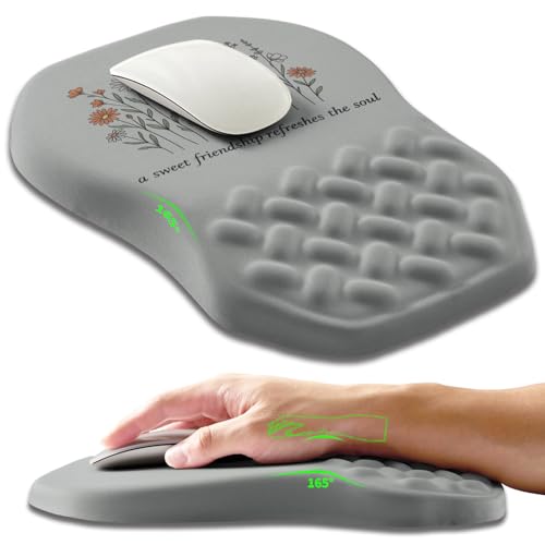 Ergonomic Slope Mouse Pad Wrist Support, Wrist Rest Mousepad for Carpal Tunnel Pain Relief with Massage Bulge and Slow Rebound Memory Foam (12x8 inch, Sweet Friendship) - color: AM043-Sweet Friendship