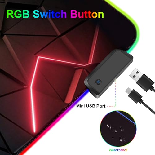 RGB Mouse Pad, Gaming Mousepad with 13 LED Light Modes | 31.5X11.8inch Large Mouse Mat, Gaming Mats for Desk with Non-Slip Rubber Base, Model-A - color: Black-c