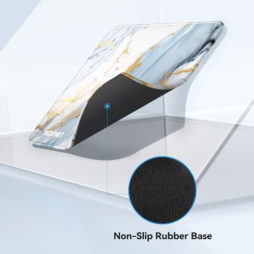 TECKNET Mouse Pad with Anti-fray Stitching, Waterproof Surface & Non-Slip Rubber Base with Stitched Edges Gaming Mouse Mat for Laptop，Compatible with Laser and Optical Mice - Grey Gold Marble - color: Grey Gold Marble-1 Pack