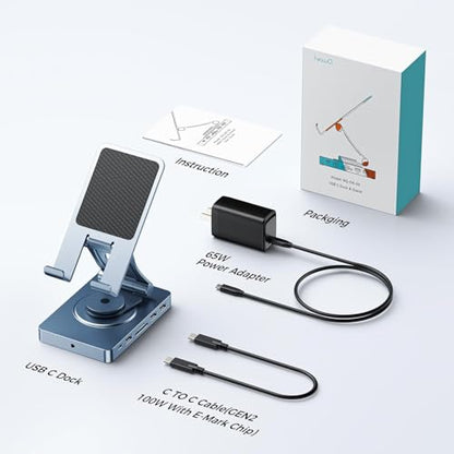 Versatile USB C Docking Station for iPad (USB-C), 11-in-1 with SD TF 4.0 Reader, 4K@60Hz HDMI, RJ45, Audio, USB A, USB c, Rotatable, Also for Tablet, Steam Deck, ROG Ally, Legion Go, with 65W Adapter - style: With 65W Charger