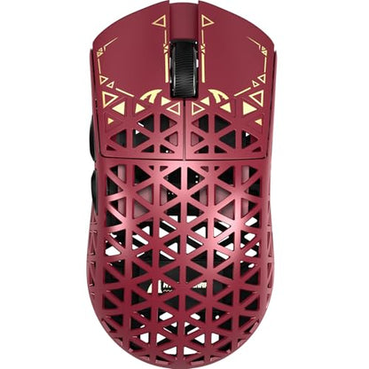 ATTACK SHARK R5Ultra 8K Carbon Fiber Wireless Gaming Mouse, Red | 42K DPI,PAW3950 MAX Sensor,39g Ultra-Lightweight,Nordic 52840 MCU Chip,Wired/BT/2.4GHz Wireless Programmable Mouse for PC/Mac - color: Red
