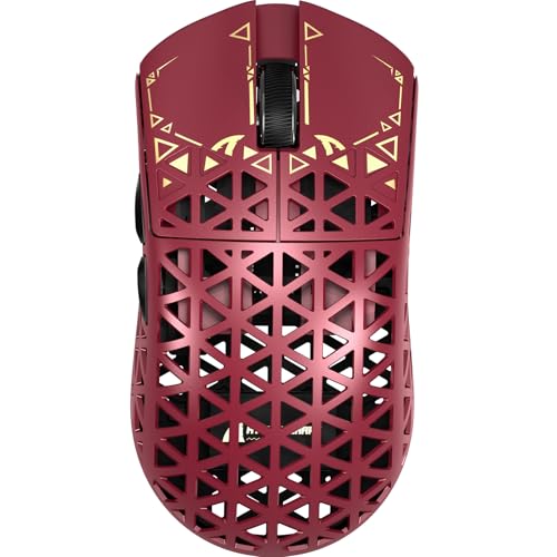ATTACK SHARK R5Ultra 8K Carbon Fiber Wireless Gaming Mouse, Red | 42K DPI,PAW3950 MAX Sensor,39g Ultra-Lightweight,Nordic 52840 MCU Chip,Wired/BT/2.4GHz Wireless Programmable Mouse for PC/Mac - color: Red