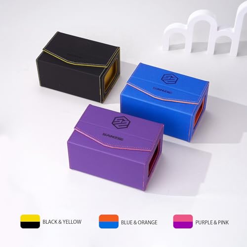 SANZIE Card Deck Box for MTG Commander Deck Box with 2 Toploaders (Purple) | Card Storage Box with Commander Display, Fits 240+ Single Sleeved Trading Cards, PTCG TCG Deck Box for Trading Cards - color: Purple