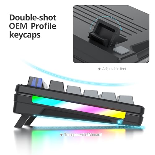 Owpkeenthy 75% Gasket Mounted Mechanical Gaming Keyboard Hot Swappable, Wired 87 Keys South-Facing RGB Keyboard with Quiet Linear White Switch Cherry Keycaps for Win mac (Black) - color: Black/White Switch