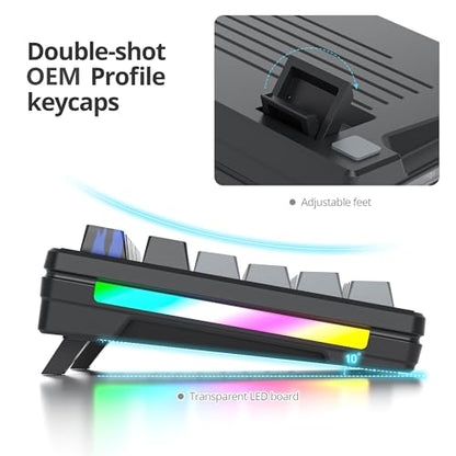Owpkeenthy 75% Gasket Mounted Mechanical Gaming Keyboard Hot Swappable, Wired 87 Keys South-Facing RGB Keyboard with Quiet Linear White Switch Cherry Keycaps for Win mac (Black) - color: Black/White Switch