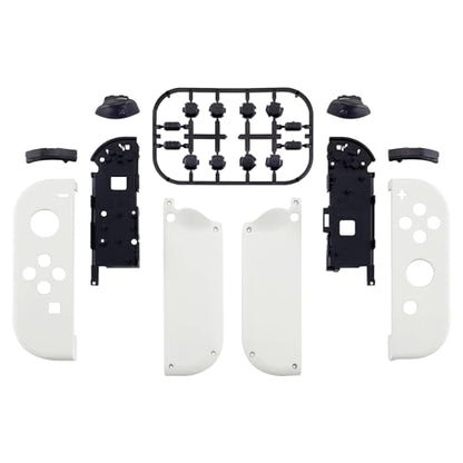 eXtremeRate DIY Replacement Shell Buttons for Switch & Switch OLED, White Custom Housing Case with Full Set Button for Joycon Handheld Controller - Controller NOT Included - color: White