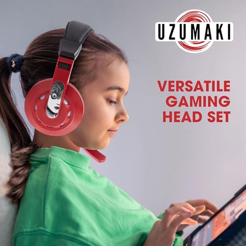 Uzumaki Gaming Headset with Mic, Wired Headphones, Microphone, LED Lights | Uzumaki wired gaming headset, mic, LED lights, padded over-ear comfort, enhanced audio, PC gaming setup. - color: Uzumaki
