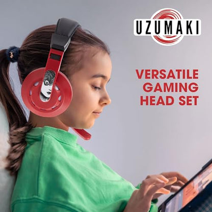 Uzumaki Gaming Headset with Mic, Wired Headphones, Microphone, LED Lights | Uzumaki wired gaming headset, mic, LED lights, padded over-ear comfort, enhanced audio, PC gaming setup. - color: Uzumaki