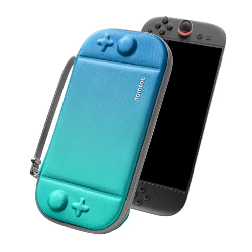 tomtoc Slim Carring Case for Nintendo Switch 2, Military Grade Protection | Odorless Felt Protective Hard Shell with 12 Game Card Slots, Portable Travel Storage Bag with Original Patent, Soft Interior - color: Ocean Blue