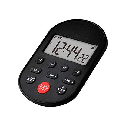 Digital Table-top Timer, 4 Activities Count Down/Count up,Real-time Clock Display,Buzzer Alarm Reminder for Kids and Adults,Time Management for Gym Reading Camping Hiking (Black) - color: Black