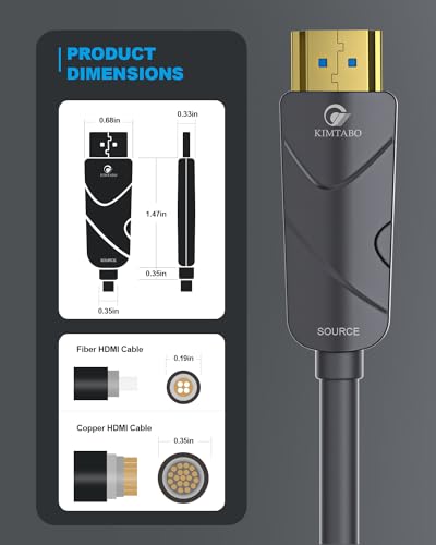 4K HDMI Cable 75 ft，Fiber Optic HDMI Cord (HDMI2.0b, 18Gbps, 4K 60Hz 4:4:4 RGB, 1080p), Ultra High Speed Uni-Directional Active Slim Cord, Compatible with PC Laptop PS3 PS4 Projector HDTV - size: 75 ft