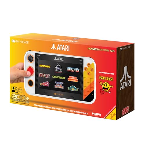 My Arcade Atari Gamestation Go: 200+ Preloaded Retro Games, Includes PACMAN | Rechargeable Battery, Wi-Fi, Smartglow, 7 Inch Display, Atari 2600, Connects to TV via HDMI