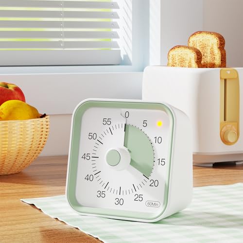 Visual Timer for Kids, Cute Timer with Pause Function, White | Time Management for Classroom, ADHD, Kitchen, Toddlers, Study, Alarm 3 Volume Levels, Light Indicator, Easy to Use - color: White