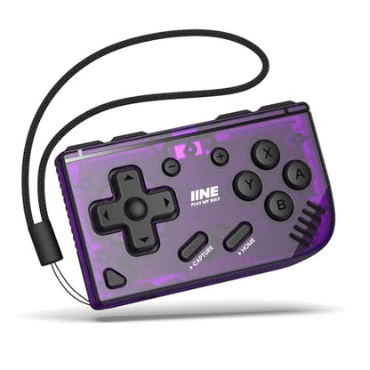 IINE Mini Retro Wireless Controller, Micro Remote Controller for Switch/OLED, PC, Android and IOS, Keychain Pocket-sized Controller with Turbo Function (Purple) - color: Purple