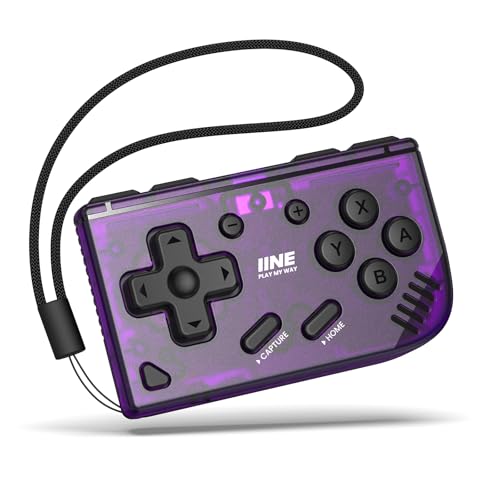 IINE Mini Retro Wireless Controller, Micro Remote Controller for Switch/OLED, PC, Android and IOS, Keychain Pocket-sized Controller with Turbo Function (Purple) - color: Purple