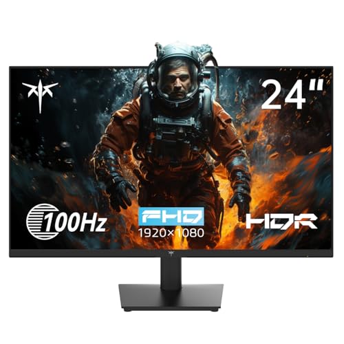 KTC 24 Inch 1080P FHD Computer Monitor, 100Hz Eye Care for Working | HDMI & VGA Ports, HDR10, Freesync, VESA, Tilt Adjustable, Eye Care, Frameless - color: Black, size: 24-inch