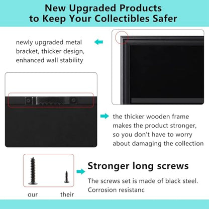 VERANI 36 Graded Sports Baseball Card Display Case Wall Mount Black 3PC | Lockable Trading Card Wall Cabinet,98% UV Block Acrylic Panel,Premium Wood Frame,Vertical Wall Mount Only - size: Large-Horizontal-Black-3Pack