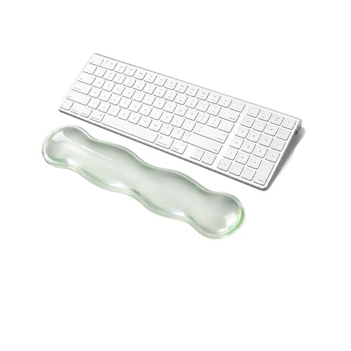 Clear Gel Wrist Rest for Keyboard, Ergonomic Keyboard Wrist Rest for Typing Pain Relief, Keyboard Arm Rest for Office, Gaming, Computer, Laptop - Transparent Green - color: Wavy Green Keyboard
