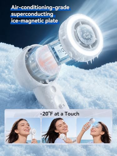 Handheld Fan with Mist, Portable Fan, 1-199 Speed, AC-Level Ice Cooling | Personal Fan, 26000 RPM Turbo Fan, 40ml Water Tank & 5000mAh Battery Mini Fan for Travel, Makeup, Camping, Outdoors - color: White